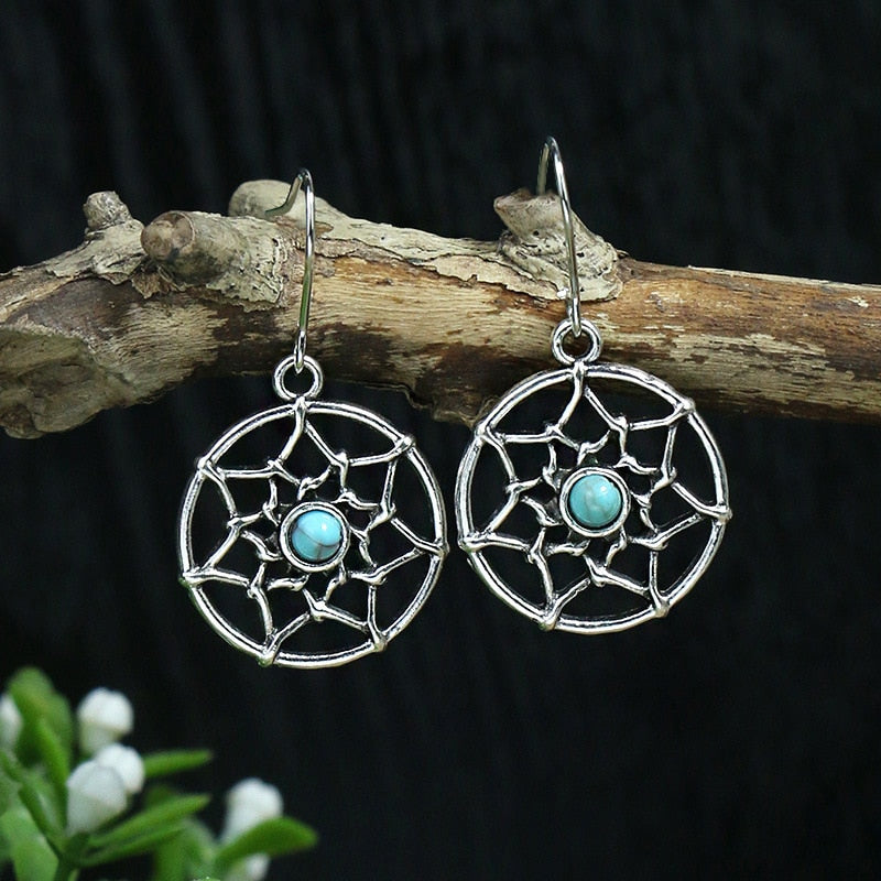 Turquoise Web Bohemian Dangle Earrings Fashion Party Girls Pendant Earrings