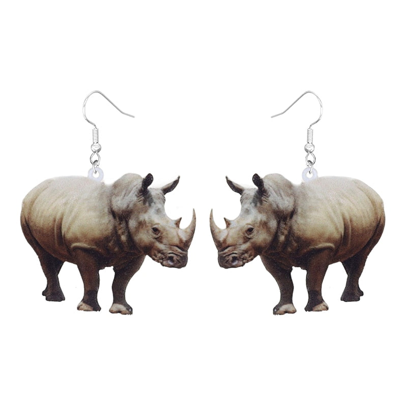 Rhino Design Drop Earrings Women Fashion Creative Art Cute Stylish Jewelry