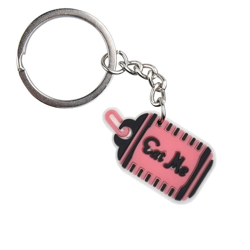 16 Styles Cartoon Pink Castle Cat Hat Funny Keychain Gift Cute Charms Keyring