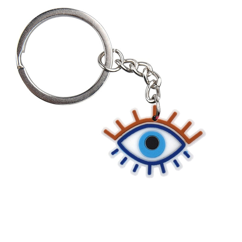 Red Blue Lucky Evil Eye Keychain Cartoon Key Holder Car handbag Keyring Gift