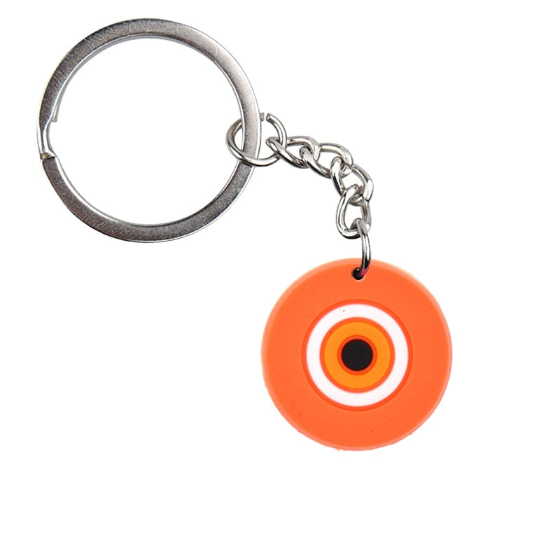 Round Orange Evil Eye Keychain Cartoon Key Holder Car handbag Keyring Gift