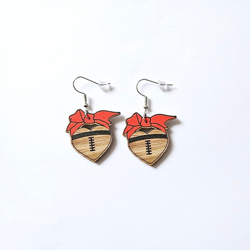 American Football Wooden Drop Earrings Women Gifts Earring Cute Girls Eardrop