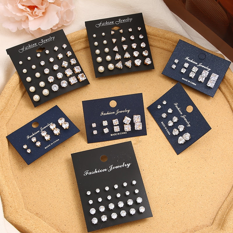 12 Pairs Mixed Style Stud Earrings Women Gifts Earring Cute Girls Eardrop