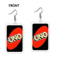 Uno Game Card Drop Earrings Hip Hop Women Party Gift Jewelry Ear Fashion Pendant