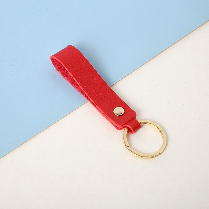 8 Colors PU Leather Keychain Business Gift Key Chain Men Women Car Strap Waist