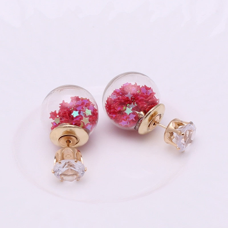 Glitter Ball Stars Fashion Earrings Women Girls Stud Earrings Wedding Jewelry