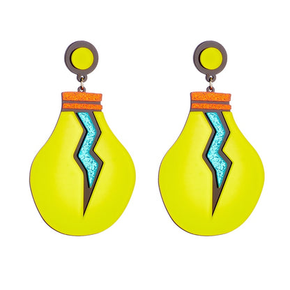 Cracked Light Bulb Drop Earrings Hip Hop Art Women Party Jewelry Ear Fashion