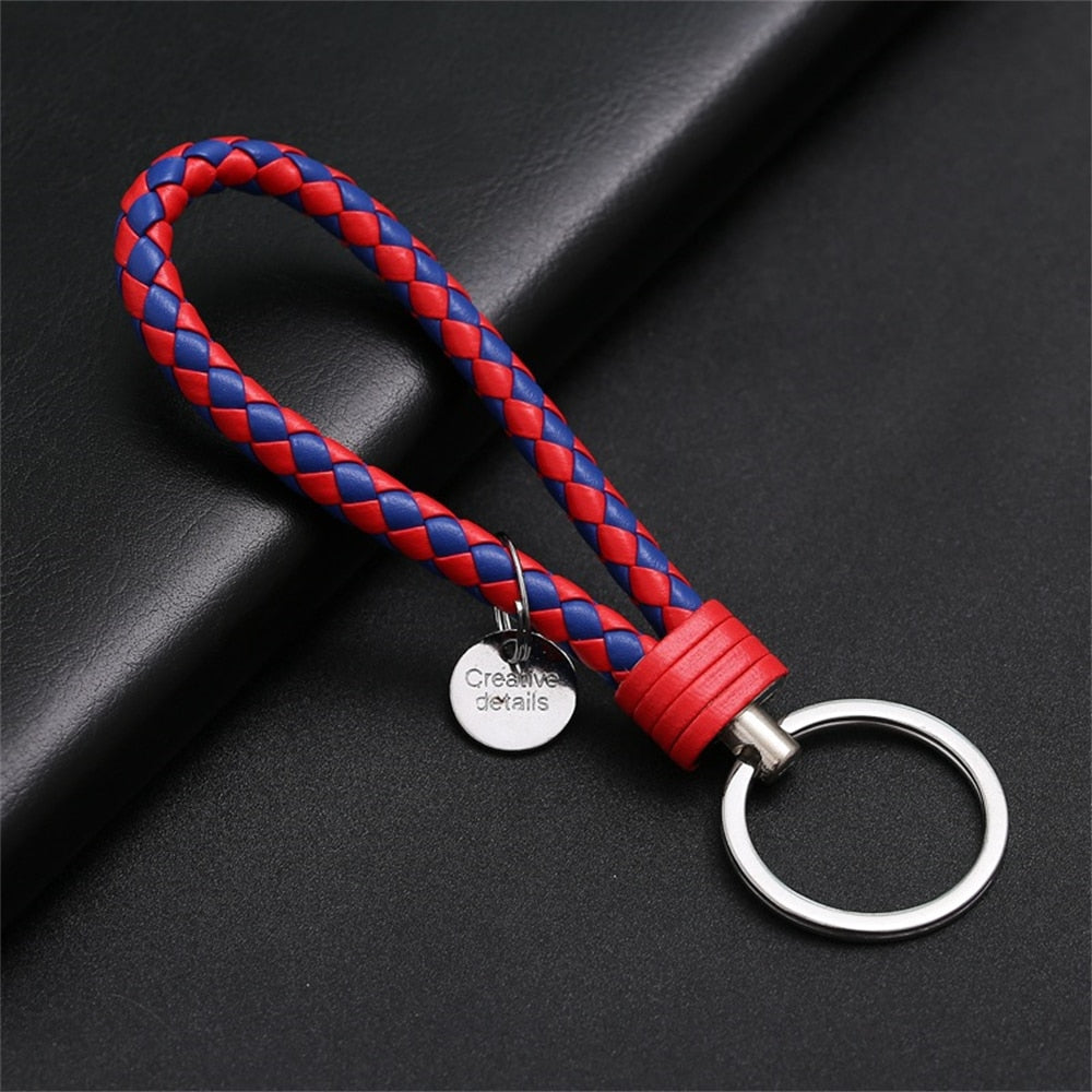 39 Styles PU Leather Braided Woven Rope Keychain DIY Bag Pendant Key Chain