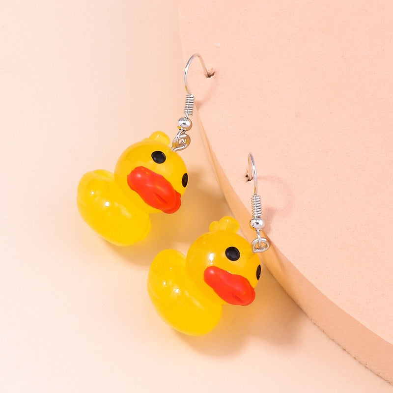 Yellow Duck Dangle Earrings Women Charms Earring Fashion Creative Jewelry