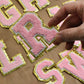 A-Z Pink Letters Alphabet Sequins Towel Embroidered Chenille Patches For DIY