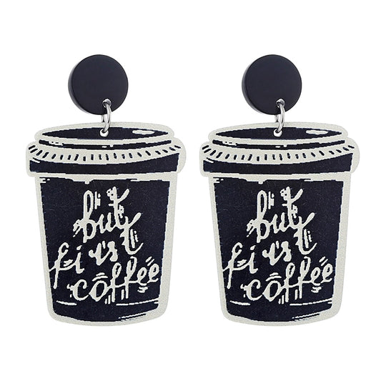 Coffee Acrylic Drop Earrings Women Travel Fashion Cartoon Earrings Creative