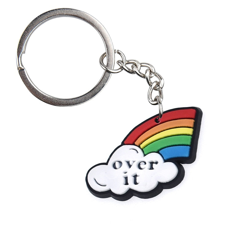 43 Styles Phrase Quotes Keychain Car Keyring Cartoon Creative Pendant Souvenir