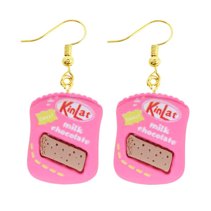 Milk Chocolate Candy Drop Earrings Women Art Fashion Cartoon Earrings Creative