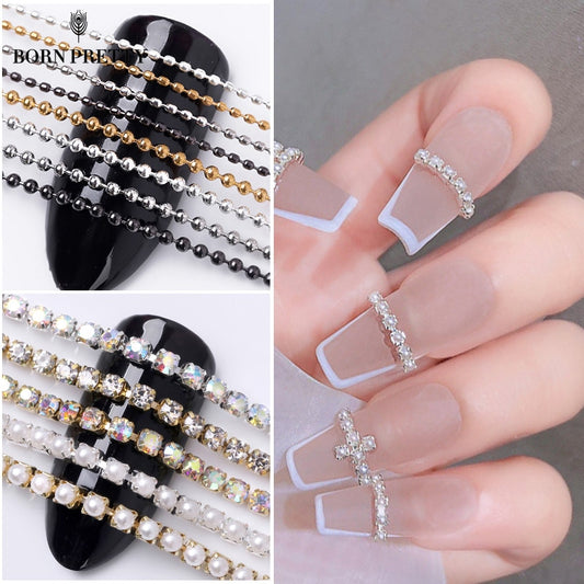 Nail Rhinestones Chain Silver AB Colors Stone 3D Nail Art Decorations Accessory