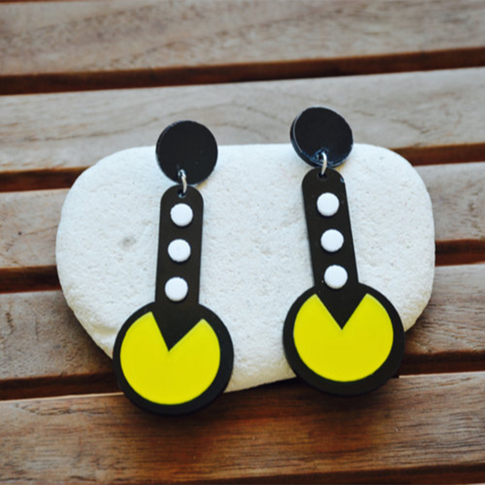 Yellow Geometric Detail Acrylic Drop Earrings Women Travel Fashion Cartoon