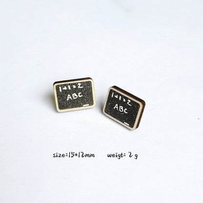 Wooden Cartoon Blackboard Stud Charm Earrings For Women Girl Fashion Modern