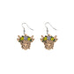 Farm Animal Bull Floral bowknot Drop Charm Earrings For Women Girl Fashion