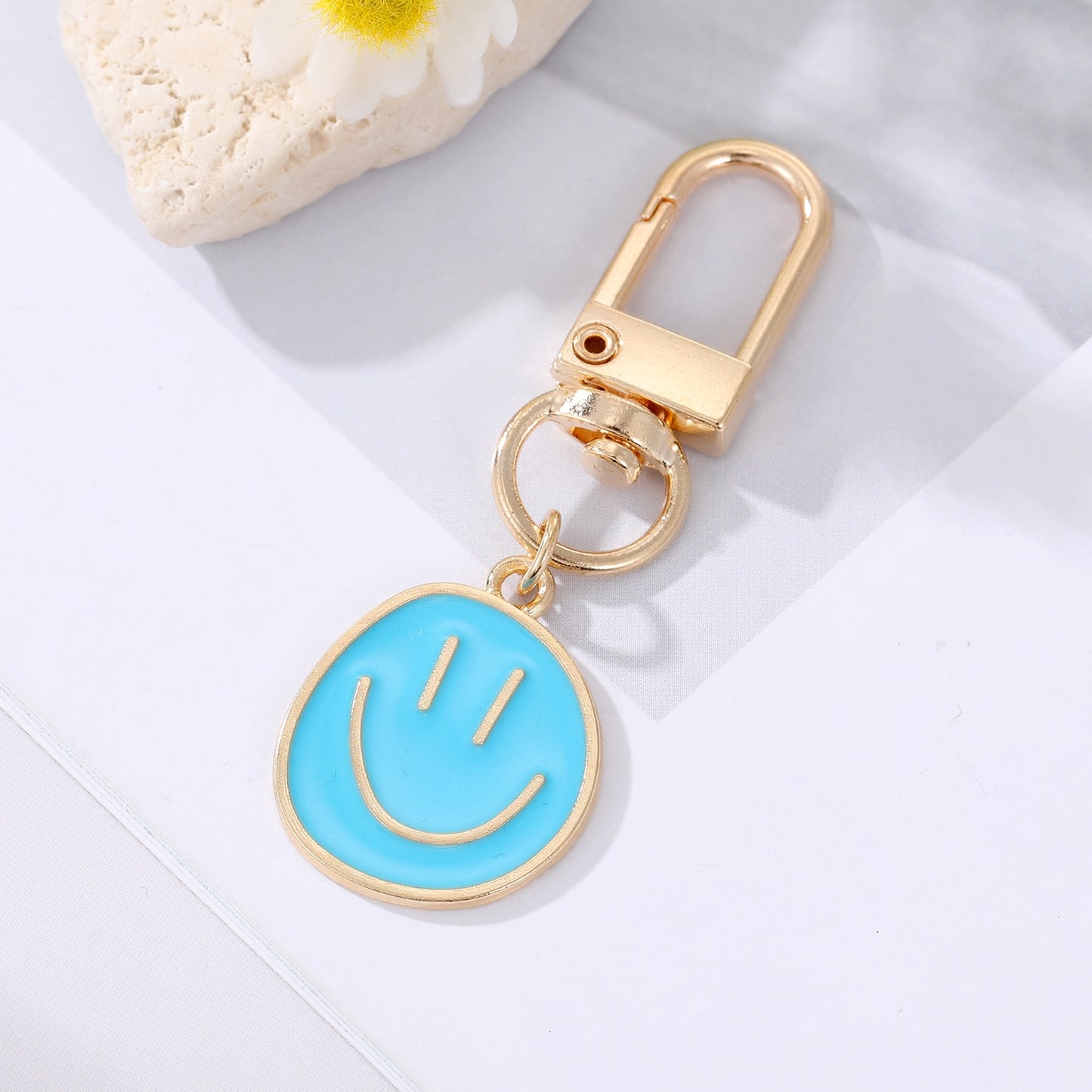 7 Styles Round Smile Face Keychain Key Ring For Women Gift Fashion Cartoon Bag