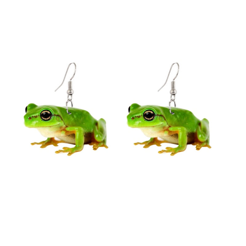 Realistic Frog Drop Earrings Hip Hop Women Party Gift Jewelry Ear Fashion