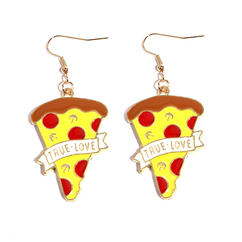 Pizza True Love Drop Earrings Women Art Fashion Cartoon Earrings Creative