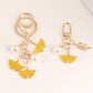 1pcs Pearl Leaf Alloy Keychain For Women Car Key Holder Apricot Leaf Pendant