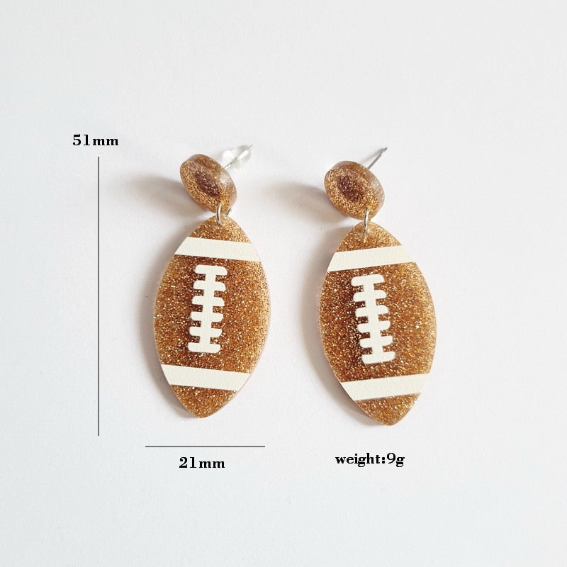 American Football Acrylic Dangle Earrings Women Girl Fashion Trendy Jewelry