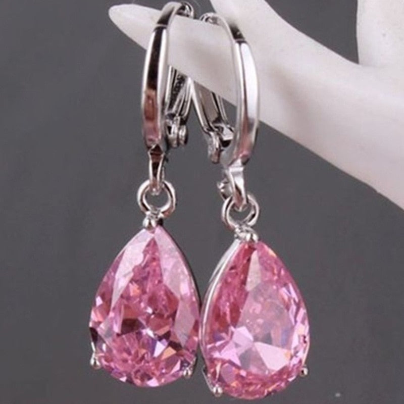 Water Drop Ear Buckle Earrings Zircon Dangle Earrings Women Fashion Modern