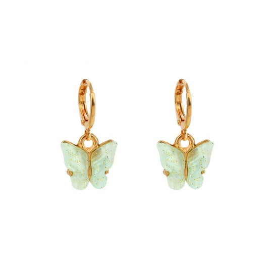 Green Butterfly Drop Earrings Jewelry For Women Fashion Accessories Trendy Girl