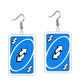 Blue Card Uno Game Drop Earrings Hip Hop Women Party Gift Jewelry Ear Fashion