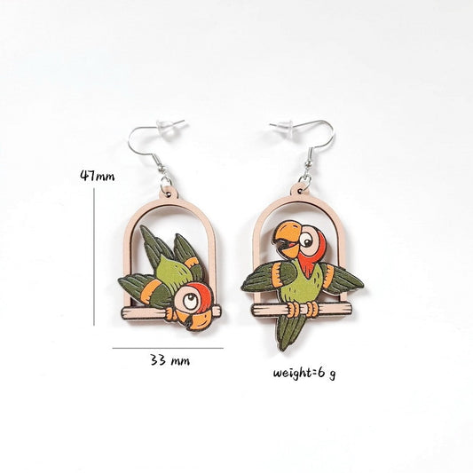 Wooden Parrot Drop Dangle Earrings Trendy Women Fashion Earrings Jewelry Gift