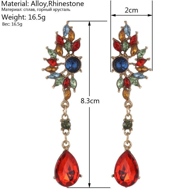 Mixed Color Red Evening Drop Dangle Earrings Trendy Women Fashion Earrings