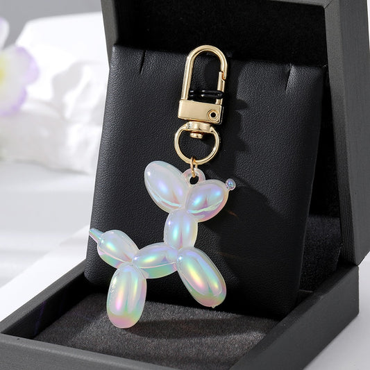 Holographic Pattern Balloon Dog Animal Couple Keychains Key Ring For Women Men