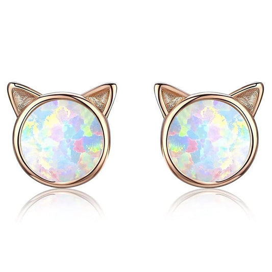 Golden Cat Ears Fashion Stud Earrings Women Girl Earrings Jewelry Female