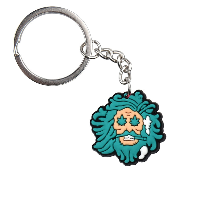 Green Hair Man Leaf Keychain Car Keyring Cartoon Creative Pendant Souvenir Gift