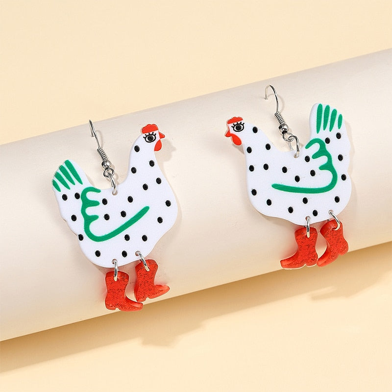 Chicken Boots Drop Earrings Women Travel Fashion Cartoon Earrings Creative