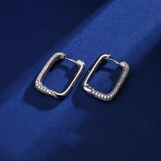 Rectangular Lady Cute Hoop Earrings for Women Jewelry Girls Earrings