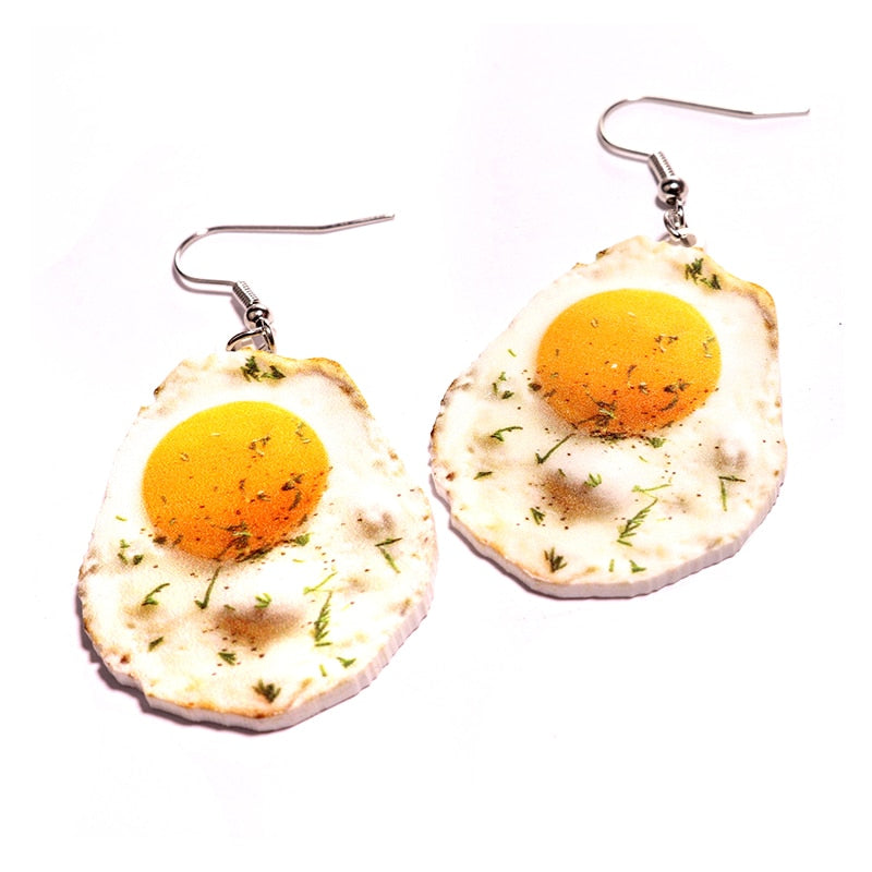 Fried Egg Drop Earrings Women Art Fashion Cartoon Earrings Creative Jewelry