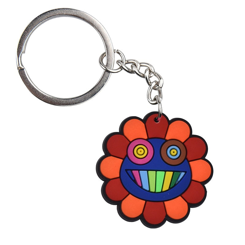 15 Styles PVC Rubber Colorful Cute Flower Sunflower Keychain Fashion Cartoon