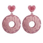 Pink Glitter Donut Acrylic Drop Earrings Women Travel Fashion Cartoon Earrings