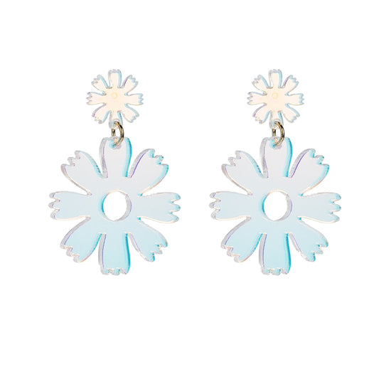 Holographic Acrylic Flower Dangle Earrings Women Travel Fashion Cartoon Earrings