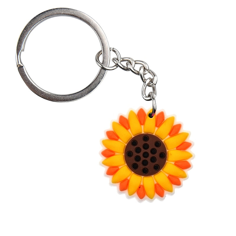 10 Styles Cartoon Colorful Flowers Keyring Cute Creative Fashion Keychains Bag