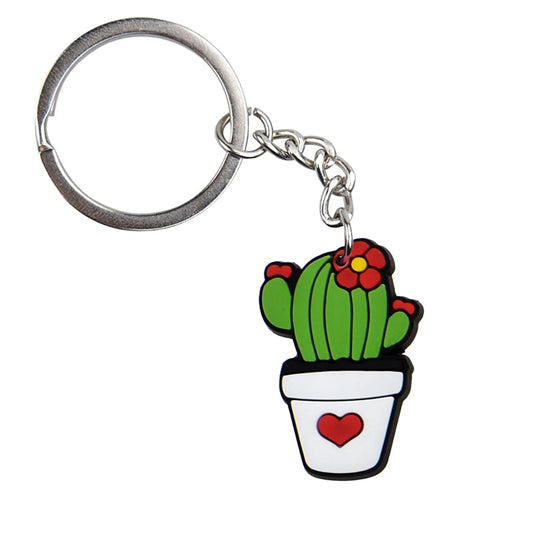 Cactus Heart Flower PVC Keychain Cartoon Creative Gift Key Holder Keyring Anime