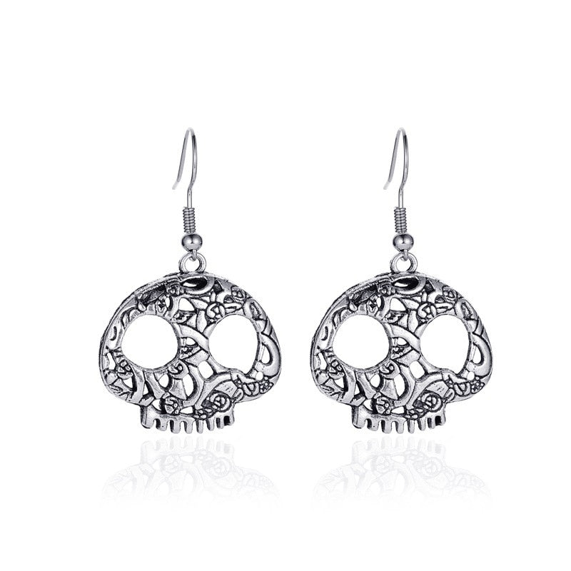 Textured Skull Halloween Lady Cute Dangle Earrings for Women Jewelry Girls