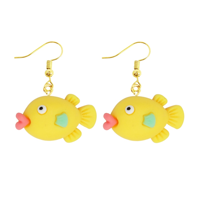 Cartoon Yellow Fish Dangle Earrings Women Gifts Earring Cute Girls Eardrop