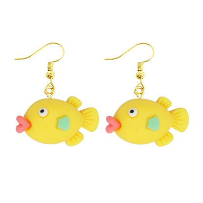 Cartoon Yellow Fish Dangle Earrings Women Gifts Earring Cute Girls Eardrop