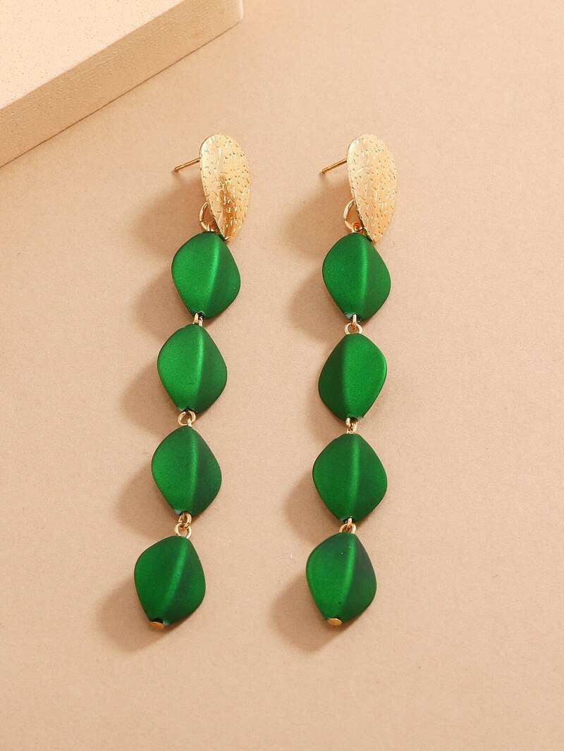 Green Beads Tassel Lady Cute Drop Earrings for Women Jewelry Girls Earrings