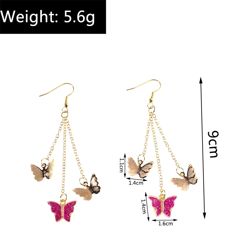 Hot Pink Glitter Drop Earrings Women Creativity Jewelry Cute Earring Girls Gift