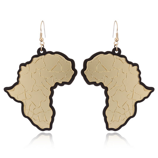 Gold Africa Acrylic Drop Earrings Women Travel Fashion Cartoon Earrings Creative