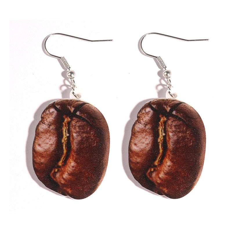 Coffee Bean Drop Earrings Women Creativity Jewelry Cute Earring Girls Gift