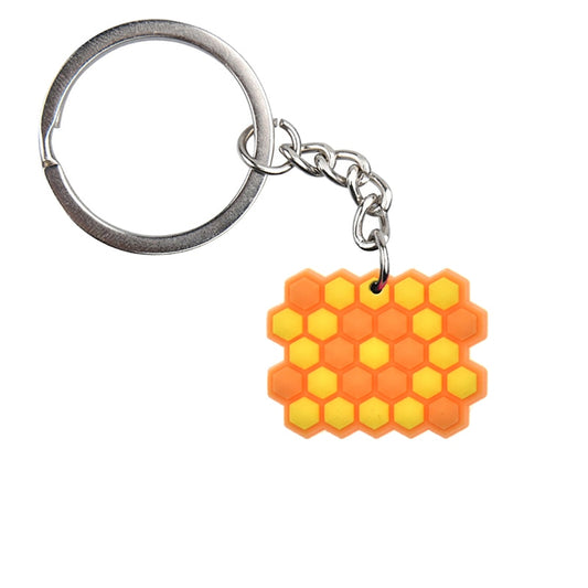 Honey Comb PVC Keychain Bee Metal Key Ring Backbag Hanging Fashion Jewelry Kids